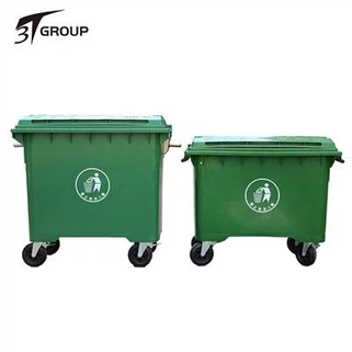 ঢাকনা প্লাস্টিক বর্জ্য বিন সঙ্গে সবুজ